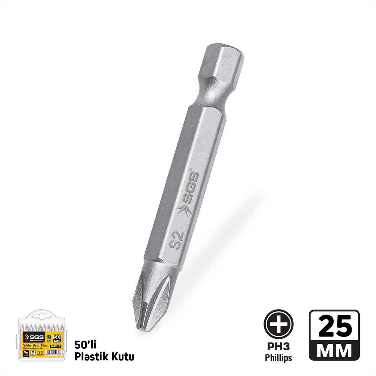 YILDIZ UÇLU BİTS S2 PH3*25mm Sand-Pro Series